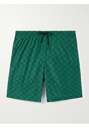 Gucci - Straight-Leg Mid-Length Logo-Print Swim Shorts - Men - Green - IT 46