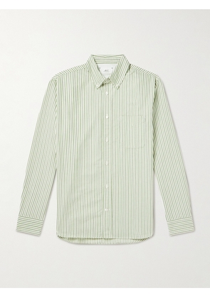 Mr P. - Button-Down Collar Striped Organic Cotton Oxford Shirt - Men - Green - XS