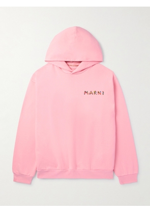 Marni - Oversized Logo-Print Cotton-Jersey Hoodie - Men - Pink - IT 46