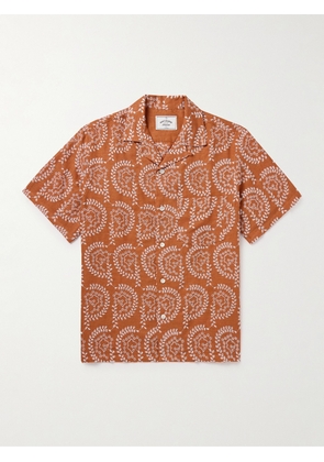 Portuguese Flannel - Nature Convertible-Collar Embroidered Linen Shirt - Men - Orange - XS