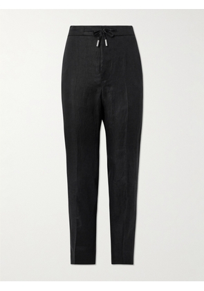 Mr P. - James Slim-Fit Straight-Leg Linen-Twill Drawstring Suit Trousers - Men - Black - 28