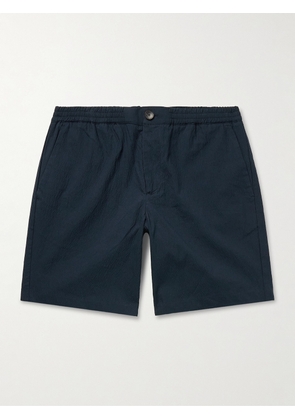 Mr P. - Straight-Leg Cotton-Blend Seersucker Shorts - Men - Blue - 28