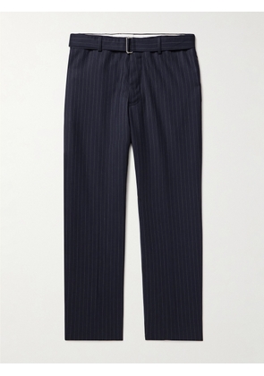 Officine Générale - Hoche Straight-Leg Belted Pinstriped Wool-Twill Suit Trousers - Men - Blue - IT 44