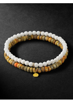 Sydney Evan - Set of Two Gold, Enamel and Multi-Stone Beaded Bracelets - Men - Orange