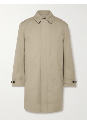 Yves Salomon - Leather-Trimmed Double-Faced Cotton-Twill Coat - Men - Neutrals - IT 46