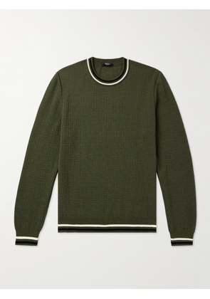Balmain - Monogrammed Merino Wool-Blend Sweater - Men - Green - S