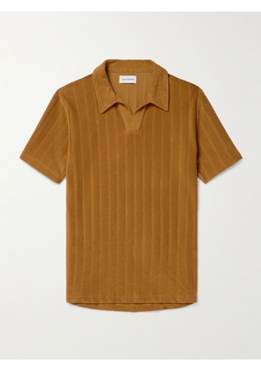 Oliver Spencer - Austell Striped Cotton-Blend Terry Polo Shirt - Men - Orange - S