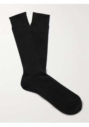 Mr P. - Ribbed Cotton-Blend Socks - Men - Black