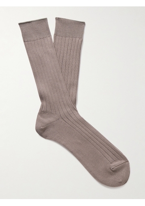 Mr P. - Ribbed Cotton-Blend Socks - Men - Neutrals
