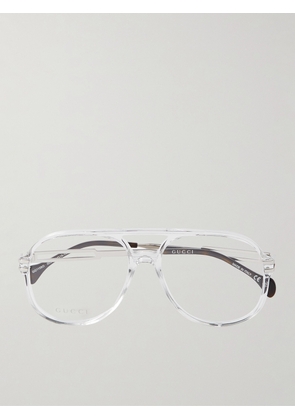 Gucci Eyewear - Aviator-Style Acetate and Silver-Tone Optical Glasses - Men - Neutrals