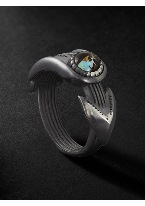 Jacques Marie Mage - Natrona Limited Edition Burnished Silver and Blackjack Turquoise Ring - Men - Gray - 9