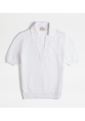 Tod's - Short-sleeved Polo Shirt in Knit, WHITE, L - Knitwear