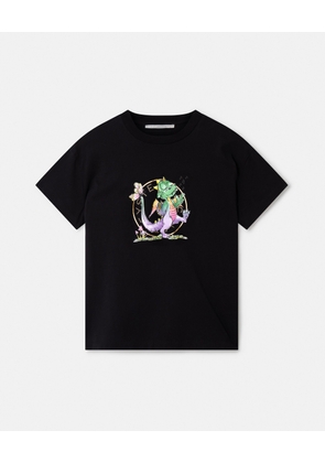 Stella McCartney - Year of the Dragon Print T-Shirt, Woman, Black, Size: XS