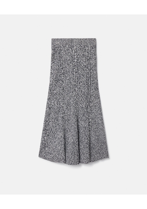 Stella McCartney - Mouline Rib Knit Skirt, Woman, Grey Melange, Size: XL