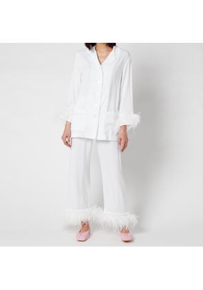 Sleeper Feather-Trimmed Crepe de Chine Pyjama Set - XL