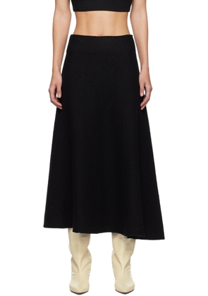 Jil Sander Black Asymmetric Hem Midi Skirt