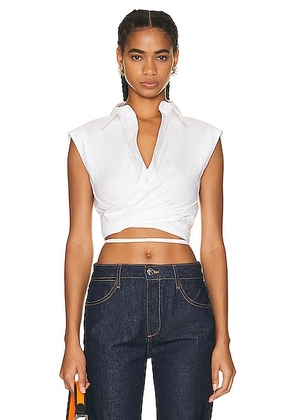 Monse Sleeveless Draped Shirt in Ivory - White. Size 4 (also in ).