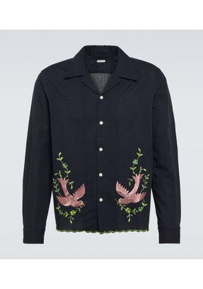 Bode Rosefinch embroidered linen shirt