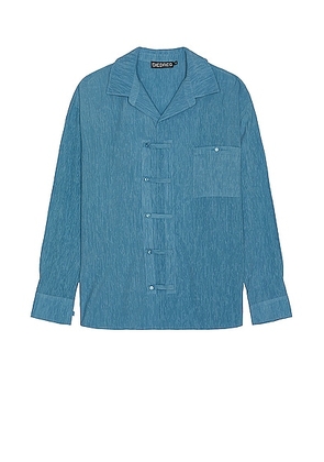 SIEDRES Tab Closure Shirt in Blue - Blue. Size M (also in S).