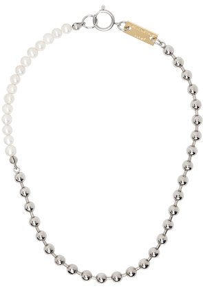 IN GOLD WE TRUST PARIS Silver Ball Chain & Pearl Necklace