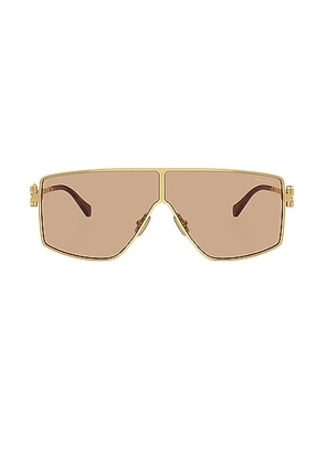 Miu Miu Shield Sunglasses in Gold & Dark Yellow - Metallic Gold. Size all.