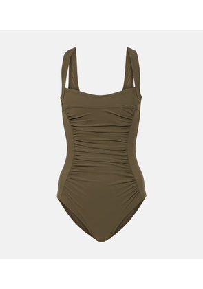 Karla Colletto Ruched square-neck swimsuit