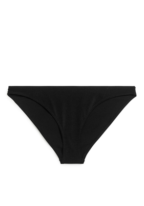 Low Waist Shiny Bikini Bottom - Black