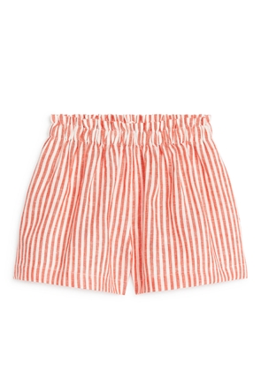 Wide Linen Shorts - Orange