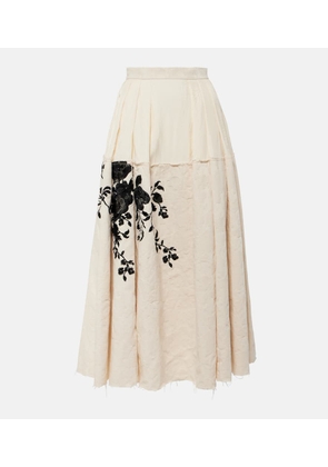 Erdem Embroidered cotton jacquard midi skirt