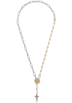 IN GOLD WE TRUST PARIS SSENSE Exclusive Silver & Gold Crystal Chain Rosary Necklace