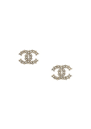 chanel Chanel Coco Mark Rhinestone Earrings in Light Gold - Metallic Gold. Size all.