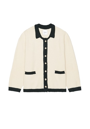 Found Contrast Collar Knitted Cardigan in Cream - Cream. Size M (also in ).