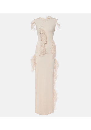 Acne Studios Essica feather-trimmed cotton-blend maxi dress