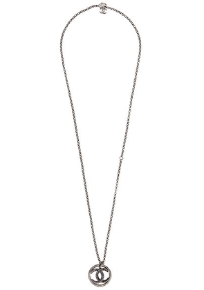 chanel Chanel Coco Mark Pendant Necklace in Gunmetal - Metallic Silver. Size all.