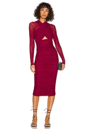 Bardot Aliyah Dress in Burgundy. Size L, S, XS.