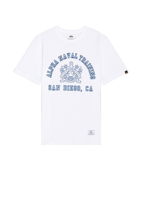 ALPHA INDUSTRIES Alpha Naval Base San Diego Tee in White - White. Size M (also in S).