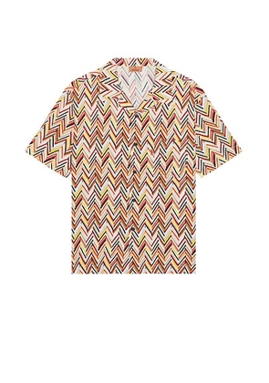 Missoni Short Sleeve Shirt in Orange & Beige - Orange. Size L (also in M, S, XL/1X).