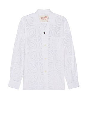 Kardo Ayo Long Sleeve Shirt in Cut Work - White. Size L (also in M, S).