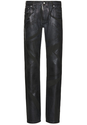 Helmut Lang Low Rise Straight Jean in Black Distress Metal Crash - Black. Size 30 (also in ).