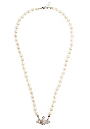 Vivienne Westwood Mini Bas Relief orb Faux Pearl Necklace - Silver