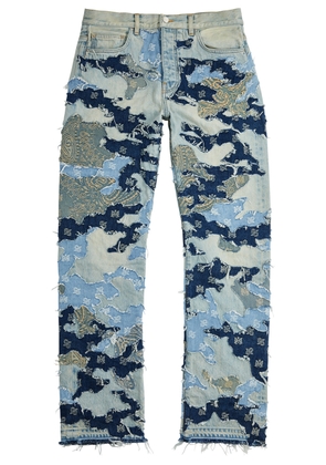 Amiri Patchwork Camouflage Straight-leg Jeans - Blue - 34 (W34 / L)