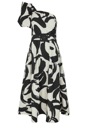 Rebecca Vallance Pompidou Printed Taffeta Midi Dress - Black - 12 (UK12 / M)
