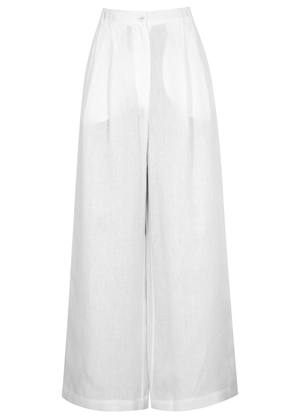 Casa Raki Alma Wide-leg Linen Trousers - Off White - M (UK12 / M)