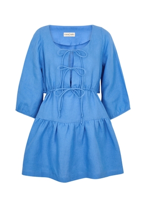 Casa Raki Lili Linen Mini Dress - Light Blue - L (UK14 / L)