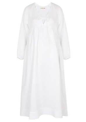 Casa Raki Elda Linen Midi Dress - White - L (UK14 / L)