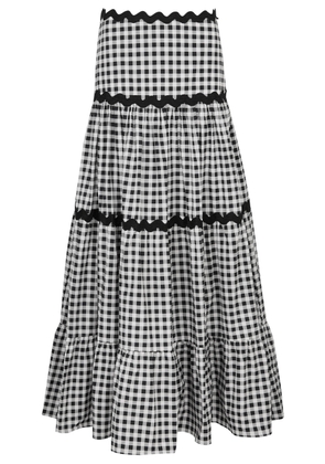 Leslie Amon Love Checked Cotton Maxi Skirt - Black And White - L (UK14 / L)
