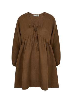 Casa Raki Barbi Linen Mini Dress - Brown - L (UK14 / L)