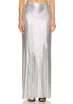 h:ours x Bridget Chainmail Maxi Skirt in Metallic Silver. Size M, S, XL, XS, XXS.