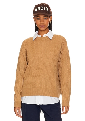 BEVERLY HILLS x REVOLVE Cashmere Cropped Cable Crew in Camel. Size M, S, XL.