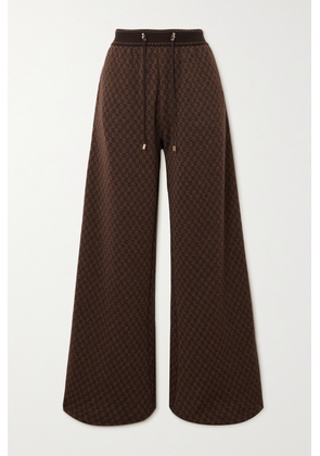 Balmain - Striped Wool-blend Jacquard Wide-leg Pants - Brown - FR34,FR36,FR38,FR40,FR42,FR44